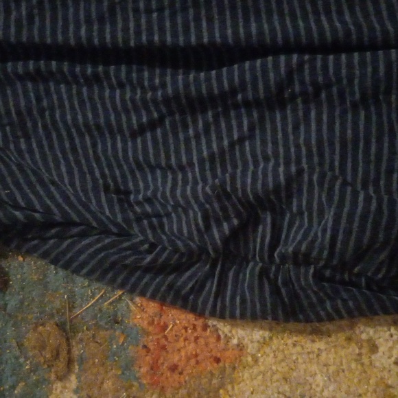 James Perse 100%Cotton Black/Blue Deep V Neck, Back, Tank Dress W/ Ruched Sides - Picture 7 of 11